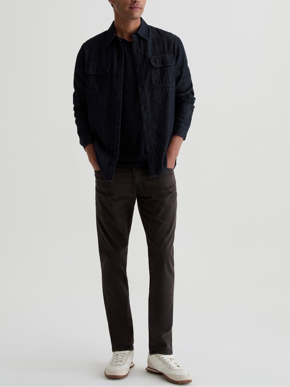 AG Tellis Modern Slim Jeans Sulfur Dark Ash 31x34 Italian Stretch Sateen